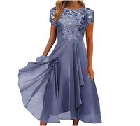 Vestido de gasa para mujer, tallas grandes, vestido envolvente para mujer, vestido de encaje de gasa, vestido de cóctel, vestido de noche, para boda, elegante, vestido de dama de honor, manga corta,