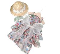 Vestido de gato de algodón con patrón de flores, sin mangas, falda de perro de dos patas, lavable, fácil de llevar, resistente a desgarros, ropa de princesa (L, azul)