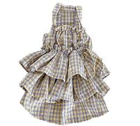 Vestido De Gato Sin Pelo, Vestido De Princesa De Gato A Cuadros De Algodón Transpirable, Traje De Falda De Pastel De Gatitos Sin Mangas De Verano para Ropa De Gatos Sphynx(Gray,M)