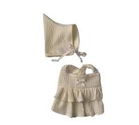 Vestido de Gorro para Perros Tejido, Conjunto de Falda y suéter cálido para Mascotas con Gorro para Pomerania Teddy, Traje de Invierno de Punto Suave para Perros pequeños, Vestido (l)
