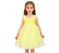 Vestido de Hada sin Mangas con Lentejuelas de Estrella y Lazo para niñas, tutú de Fiesta Brillante, Falda de Tul Suave, Adecuado para cumpleaños y Disfraces, Talla 2-5 años (Yellow, 2-3 Years)