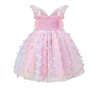Vestido de Hada sin Mangas con Lentejuelas de Estrella y Lazo para niñas, tutú de Fiesta Brillante, Falda de Tul Suave, Adecuado para cumpleaños y Disfraces, Talla 2-5 años (5-6 Years)