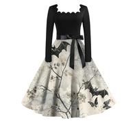 Vestido de Halloween de Mujer Gris Claro Haloween Bruja Brujas Calavera Fiesta Fantasia Disfraces Halloween Sexy Vampiro Dia de Los Miedo Esqueleto Ghostface Vestido Gotico Mujer Gris Claro M