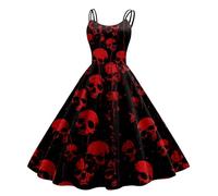 Vestido De Halloween Mujer, Trajes Medievales Mujer Verano, Causal Sin Mangas Vintage Estampado Disfraces Adultos Originales Disfraz Medievales Princesa Reina Bruja Halloween Fiesta Princesa Disfraz