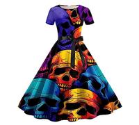 Vestido De Halloween Para Mujer Disfraces Renacimiento Con Mangas Trompeta GóTico Noche Ribete Corsé Victoriano Adulto