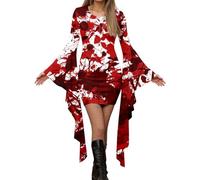 Vestido De Halloween Para Mujer Disfraz Diablo Estilo Medieval Victoriano GóTico Noche Con Ribete Novia Fantasma Demonio Corto