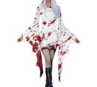 Vestido de Halloween para mujer, elegante, monocolor, informal, irregular, sin sangre, mini vestido de encaje, vestido de fiesta medieval, informal, cómodo vestido de lápiz, Blanco, S
