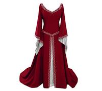 Vestido De Halloween para Mujer Fiesta Medievales GóTico Bruja Vestidos Swing Disfraz Adulta Ropa Punk Retro Medieval