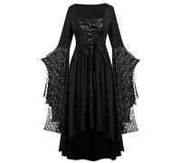 Vestido De Halloween Para Mujer GóTico Bruja Corsé Noche Con Ribete Disfraz Medieval Renacimiento Adulto Carnaval Party