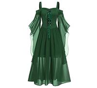 Vestido de Halloween para mujer, vintage, elegante, vestido gótico acampanado para mujer, talla grande, con mangas con volantes, vestidos medievales, para fiesta de noche, graduación, cóctel