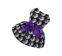 Vestido de Halloween para perros con lazo fantasma, bonito y espeluznante disfraz para perros pequeños y gatos, suave vestido de bruja para fiestas de Halloween, fácil de poner y transpirable