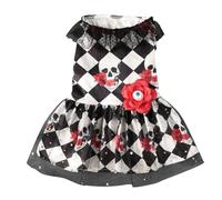 Vestido de Halloween para perros - Vestidos de encaje para perro con patrón de calavera con flor de , ropa de perro para razas pequeñas y medianas, disfraz de cosplay para cosplay de Halloween