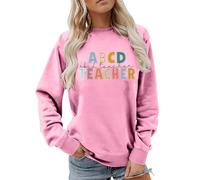 Vestido de invierno para mujer, sudadera de manga larga para profesor, sudadera gráfica para profesores, con estampado de espalda a la escuela, hombros superpuestos, Jack Jersey para niños, Rosa., XXL