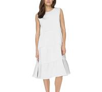 Vestido de invitada de boda atado de color liso con cuello redondo, gris, XXL