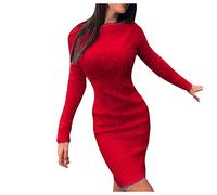 Vestido de Jersey Mujer Elegante Invierno Abrigo De Punto Negro Elástico Vestidos De Jersey Elegantes De Noche Ceremonia Pullover Vestido Tallas Grandes Formal Vestido Mini Curvy Fin de Año Oferta