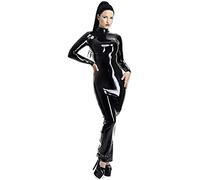 Vestido De Látex, Cuello Alto, Manga Larga, Vestido Largo Delgado Que Abraza La Figura.,Negro,METRO