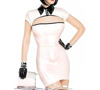 Vestido De Látex Sexy Con Mangas Casquillo Botones En La Parte Superior Cremallera En La Espalda Sin Guantes Lápiz De Goma Mono Ajustado,Personalizado (por Favor, Deje Un Mensaje),Medio