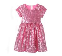 Vestido de lentejuelas brillantes con lazo: vestidos de niña vestidos festivos y vestidos de noche elegantes. Top disfraces de carnaval para niños para fiestas. ¡El éxito del verano!, Rosa., 6-7 años