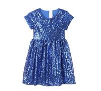 Vestido de lentejuelas brillantes con lazo: vestidos de niña vestidos festivos y vestidos de noche elegantes. Top disfraces de carnaval para niños para fiestas. ¡El éxito del verano!, azul, 3-4 años