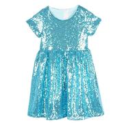 Vestido de lentejuelas brillantes con lazo: vestidos de niña vestidos festivos y vestidos de noche elegantes. Top disfraces de carnaval para niños para fiestas. ¡El éxito del verano!, azul celeste, 6