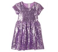 Vestido de lentejuelas brillantes con lazo: vestidos de niña vestidos festivos y vestidos de noche elegantes. Top disfraces de carnaval para niños para fiestas. ¡El éxito del verano!, morado, 6-7 años