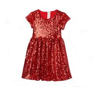 Vestido de lentejuelas brillantes con lazo: vestidos de niña vestidos festivos y vestidos de noche elegantes. Top disfraces de carnaval para niños para fiestas. ¡El éxito del verano!, rojo, 6-7 años