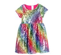 Vestido de lentejuelas brillantes con lazo: vestidos de niña vestidos festivos y vestidos de noche elegantes. Top disfraces de carnaval para niños para fiestas. ¡El éxito del verano!, multicolor, 3-4