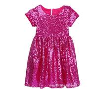 Vestido de lentejuelas brillantes con lazo: vestidos de niña vestidos festivos y vestidos de noche elegantes. Top disfraces de carnaval para niños para fiestas. ¡El éxito del verano!, Rosa intenso., 3