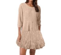 Vestido de lentejuelas para mujer con una línea de manga 3/4 cuello redondo, falda enrollada vestido de lentejuelas para mujer corta elegante y elegante de velada de cóctel fiesta, vestidos brillantes