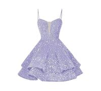 Vestido de lentejuelas para mujer sin mangas - Vestido de noche sexy chic y elegante dobladillo con volantes sueltos de color sólido estilo retro de cintura alta carnaval de baile corto vestido de