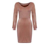 Vestido de lentejuelas para mujer, vestido de fiesta para mujer, sexy, club, manga con flecos, vestido de noche, cuello en V, vestido de fiesta, carnaval, Nochevieja, tallas grandes, vestido de cóctel