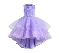 Vestido de lentejuelas para niñas, vestido de hilo hinchado, vestidos de piano, vestidos de actuación para niñas, vestidos de talla 6 (morado, 9-10 años)