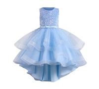 Vestido de lentejuelas para niñas, vestido de hilo hinchado, vestidos de piano, vestidos de actuación, vestidos de niña, talla 6 (azul, 4-5 años)