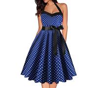 Vestido de los años 50's Audrey Hepburn Rockabilly Swing,Cóctel Plisado Vestidos De Manga Corta Swing Vestido De Fiesta Ceremonia Media Largo Pin-Up Rockabilly Elegante Retro Polka Vestidos Estilo