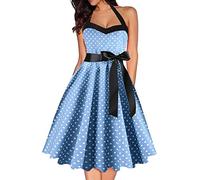 Vestido de los años 50's Audrey Hepburn Rockabilly Swing,Cóctel Plisado Vestidos De Manga Corta Swing Vestido De Fiesta Ceremonia Media Largo Pin-Up Rockabilly Elegante Retro Polka Vestidos Estilo