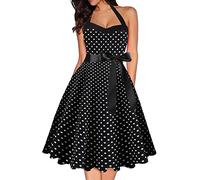 Vestido de los años 50's Audrey Hepburn Rockabilly Swing,Cóctel Plisado Vestidos De Manga Corta Swing Vestido De Fiesta Ceremonia Media Largo Pin-Up Rockabilly Elegante Retro Polka Vestidos Estilo