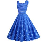 Vestido de los años 50's Audrey Hepburn Rockabilly Swing,Plisado Vestidos De Manga Corta Swing Vestido De Fiesta Ceremonia Mediados Largo Pin-Up Rockabilly Cóctel Elegante Polka Retro Vestidos Estilo