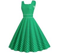 Vestido de los años 50's Audrey Hepburn Rockabilly Swing,Plisado Vestidos De Manga Corta Swing Vestido De Fiesta Ceremonia Mediados Largo Pin-Up Rockabilly Cóctel Elegante Polka Retro Vestidos Estilo