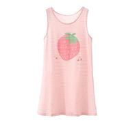 Vestido de los Niños Verano Versión Coreana Nuevo Vestido De Niña Niños De Punto A Rayas Manga Corta Vestido De Dormir Falda Femenina Mini Falda De Punto Bolsa Cadena, Hot Rosa-b, 5-6 años