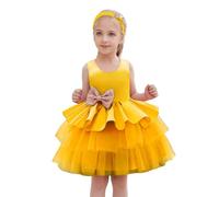 Vestido de luna llena para niña, vestido de tarta de cumpleaños infantil, primer vestido de cumpleaños, amarillo, 100