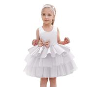 Vestido de luna llena para niña, vestido de tarta de cumpleaños infantil, primer vestido de cumpleaños, Blanco, 90