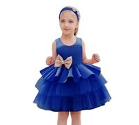 Vestido de luna llena para niña, vestido de tarta de cumpleaños infantil, primer vestido de cumpleaños, azul, 90