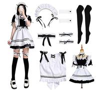 Vestido de Maid Cosplay, Maid Dress Anime French Maid Delantal Fancy Dress Set, Disfraz de Sirvienta Clásica en Blanco y Negro, para Disfraces, Carnavales y Juegos de Rol, Talla S