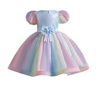 Vestido de malla elegante para niña, vestido de princesa con mangas largas para falda de tul de boda, azul celeste, 4-5 años