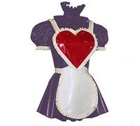 Vestido de manga corta con volantes y cuello alto para mujer, vestido plisado con cremallera trasera y bonito delantal blanco, uniforme de cosplay de sirvienta, morado oscuro, XXL