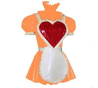 Vestido de manga corta con volantes y cuello alto para mujer, vestido plisado con cremallera trasera y bonito delantal blanco, uniforme de cosplay de sirvienta, naranja, S