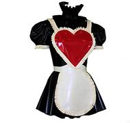 Vestido de manga corta con volantes y cuello alto para mujer, vestido plisado con cremallera trasera y bonito delantal blanco, uniforme de cosplay de sirvienta, negro, S