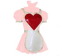 Vestido de manga corta con volantes y cuello alto para mujer, vestido plisado con cremallera trasera y bonito delantal blanco, uniforme de cosplay de sirvienta, color rosa raíz de loto, talla 7XL