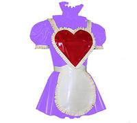Vestido de manga corta con volantes y cuello alto para mujer, vestido plisado con cremallera trasera y bonito delantal blanco, uniforme de cosplay de sirvienta, morado, S