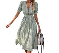 Vestido De Manga Corta De Moda para Mujer Vestido De Rayas De Verano Vestido De Temperamento